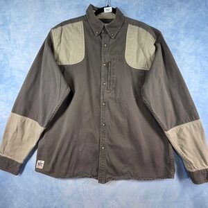 American Worker Men XL Shooting Shirt Quilted Shoulder Canvas Hunting Olive Khak